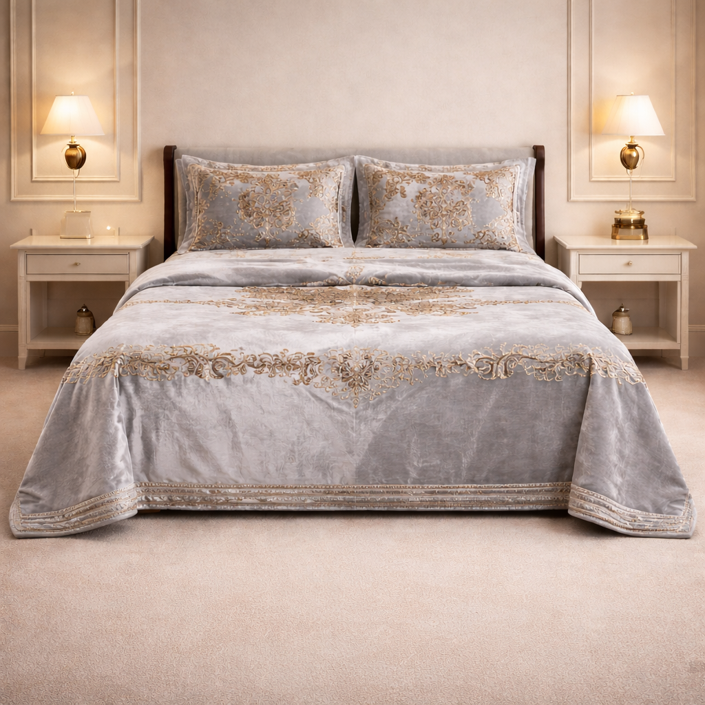 Loft Colorado 7 Pcs Bed Spread Cloudy Set Box - Gray Colour