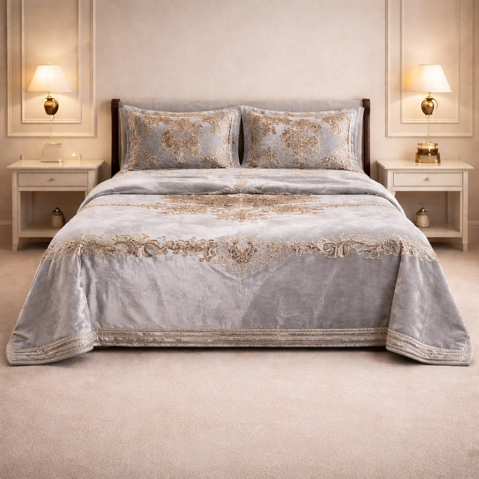 Loft Colorado 7 Pcs Bed Spread Cloudy Set Box - Gray Colour