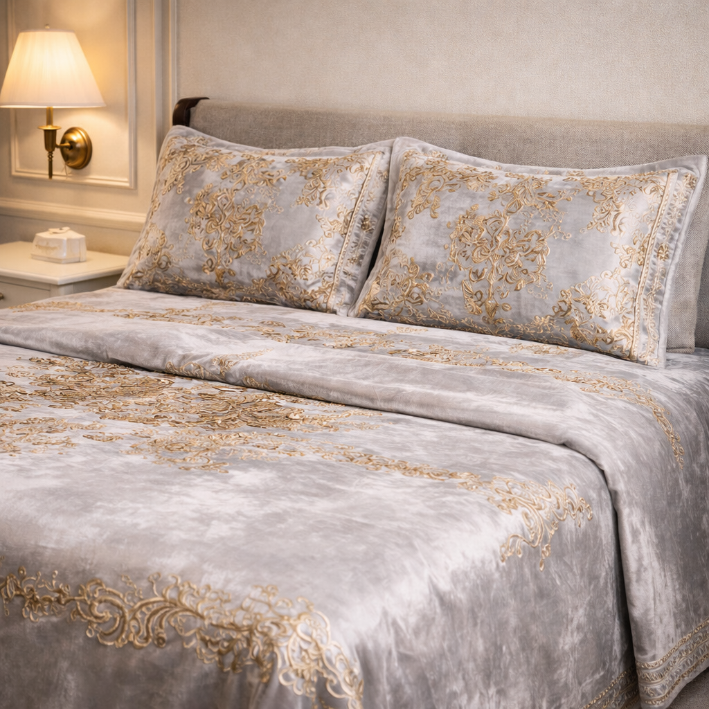 Loft Colorado 7 Pcs Bed Spread Cloudy Set Box - Gray Colour