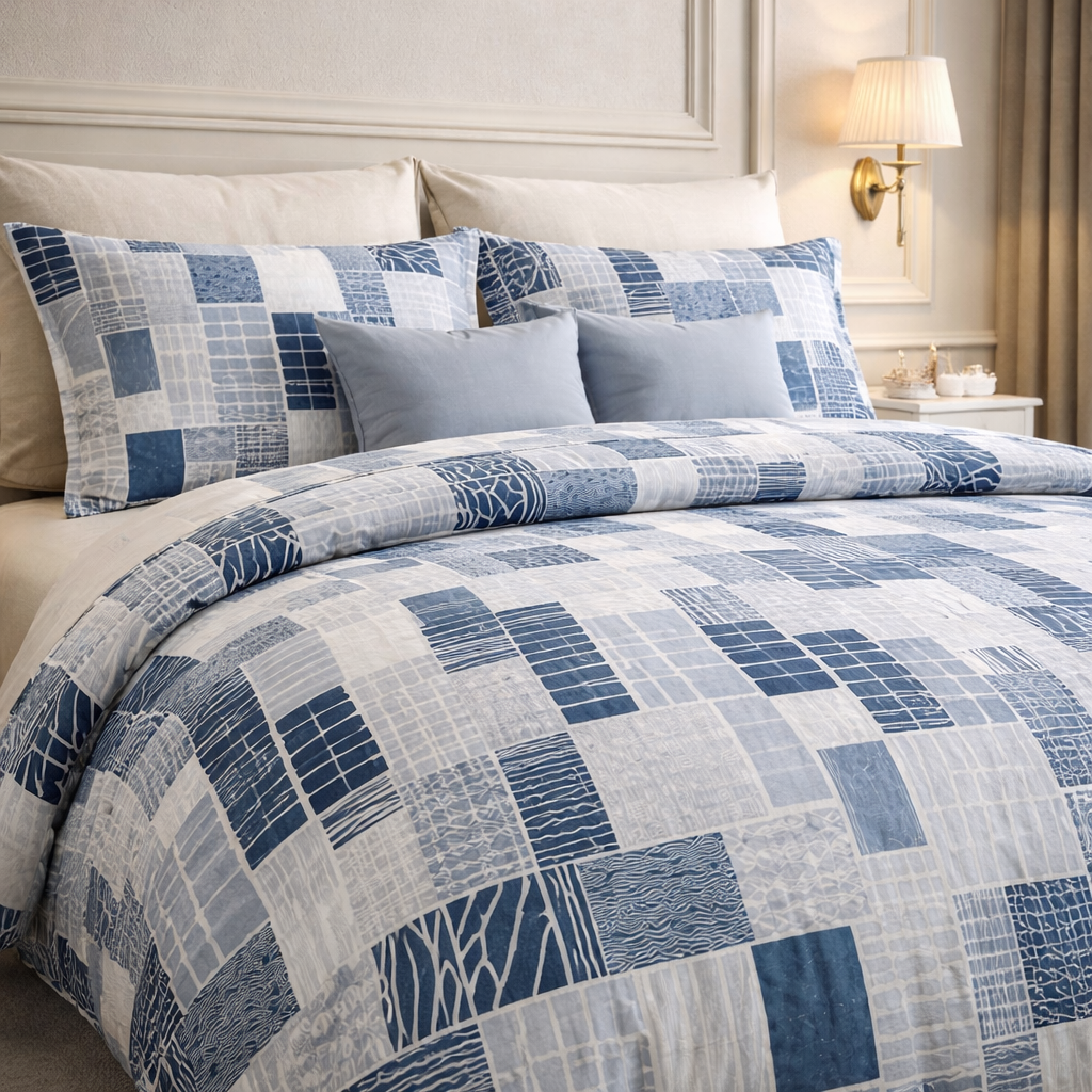 Comforter Single Bed Moon Soft Luxe Series Poly Bag - White Blue Colour