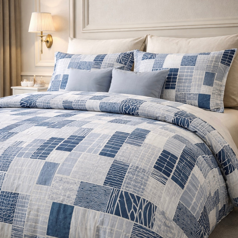 Comforter Single Bed Moon Soft Luxe Series Poly Bag - White Blue Colour