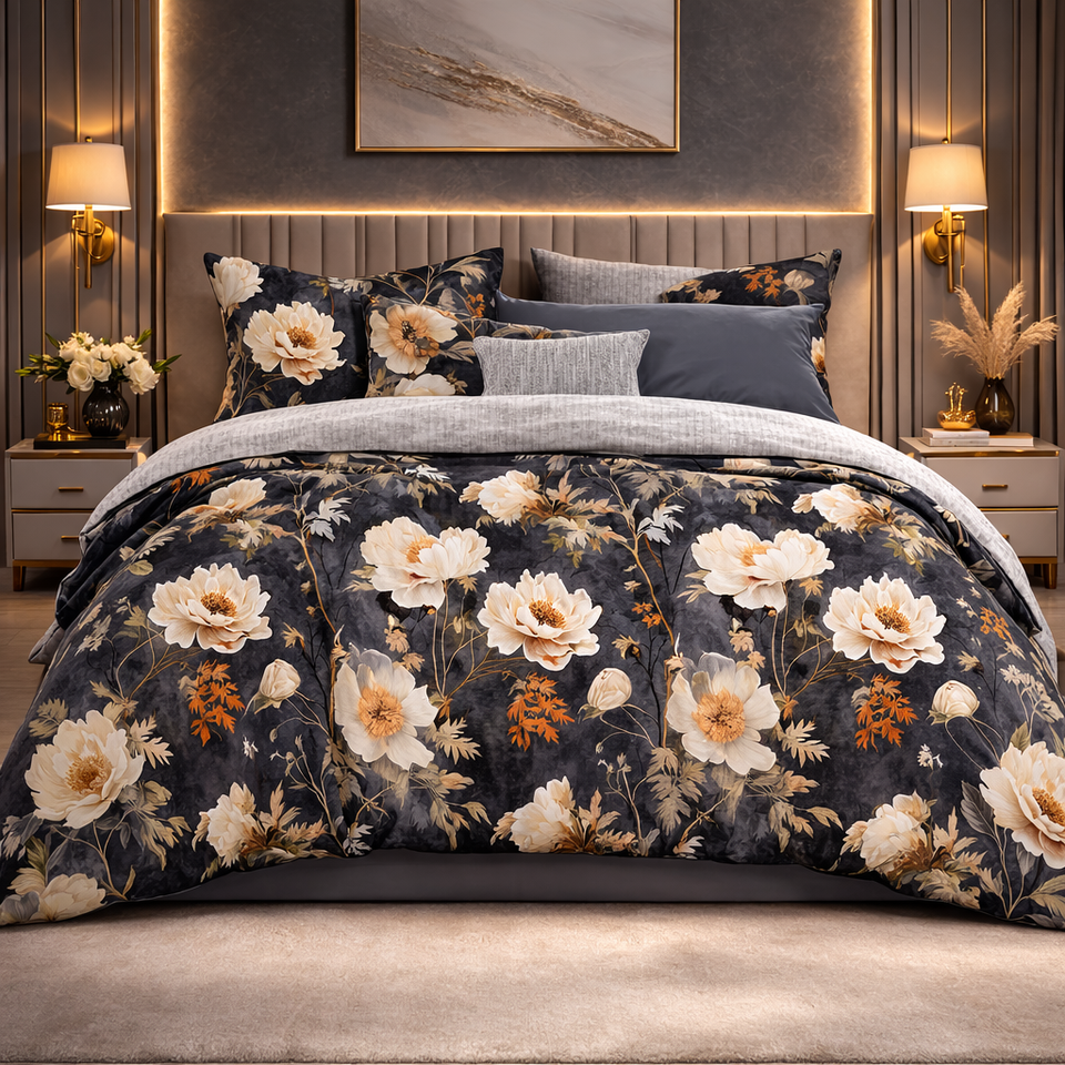 Comforter Single Bed Moon Soft Luxe Series Poly Bag - Gray Colour