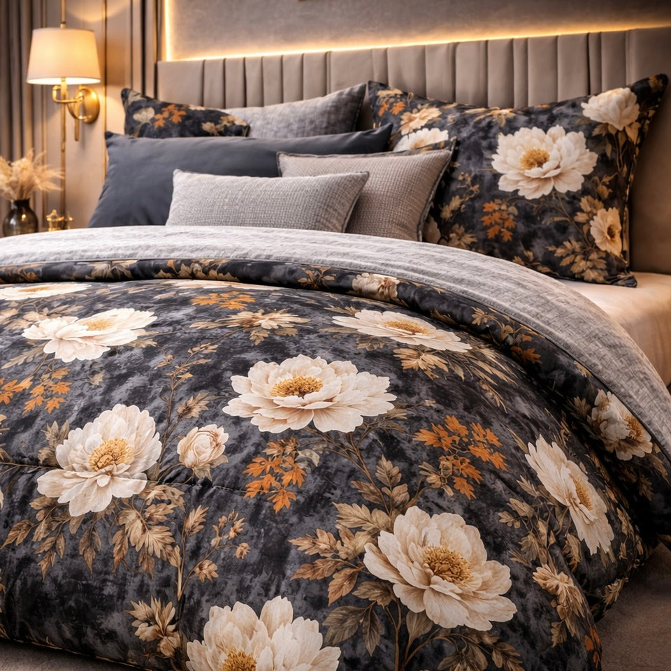 Comforter Single Bed Moon Soft Luxe Series Poly Bag - Gray Colour
