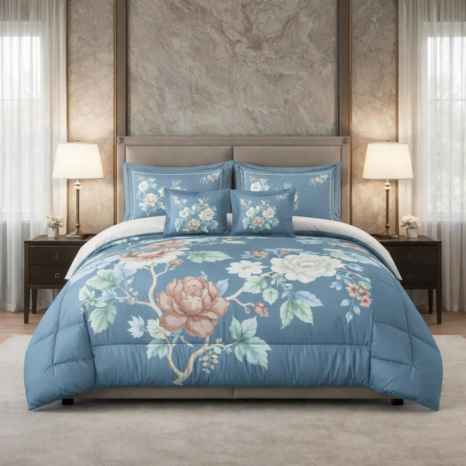 Comforter 6 Pcs Set Mora Aurora Spain Poly Bag - Blue Colour
