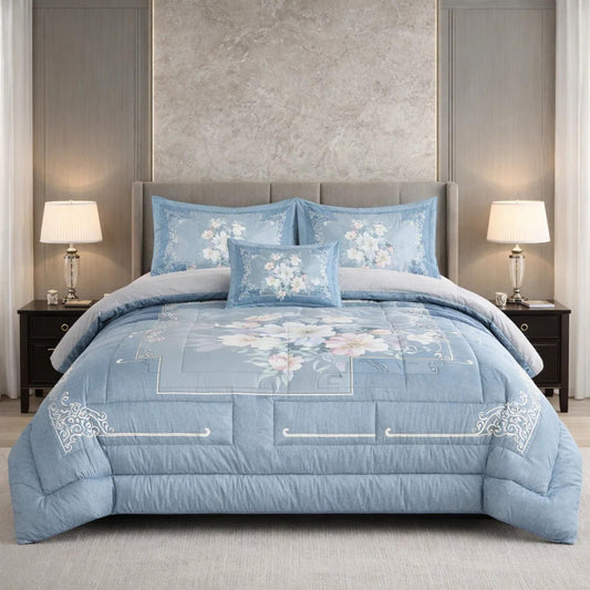 Comforter 6 Pcs Set Mora Aurora Spain Poly Bag - Sky Blue Colour