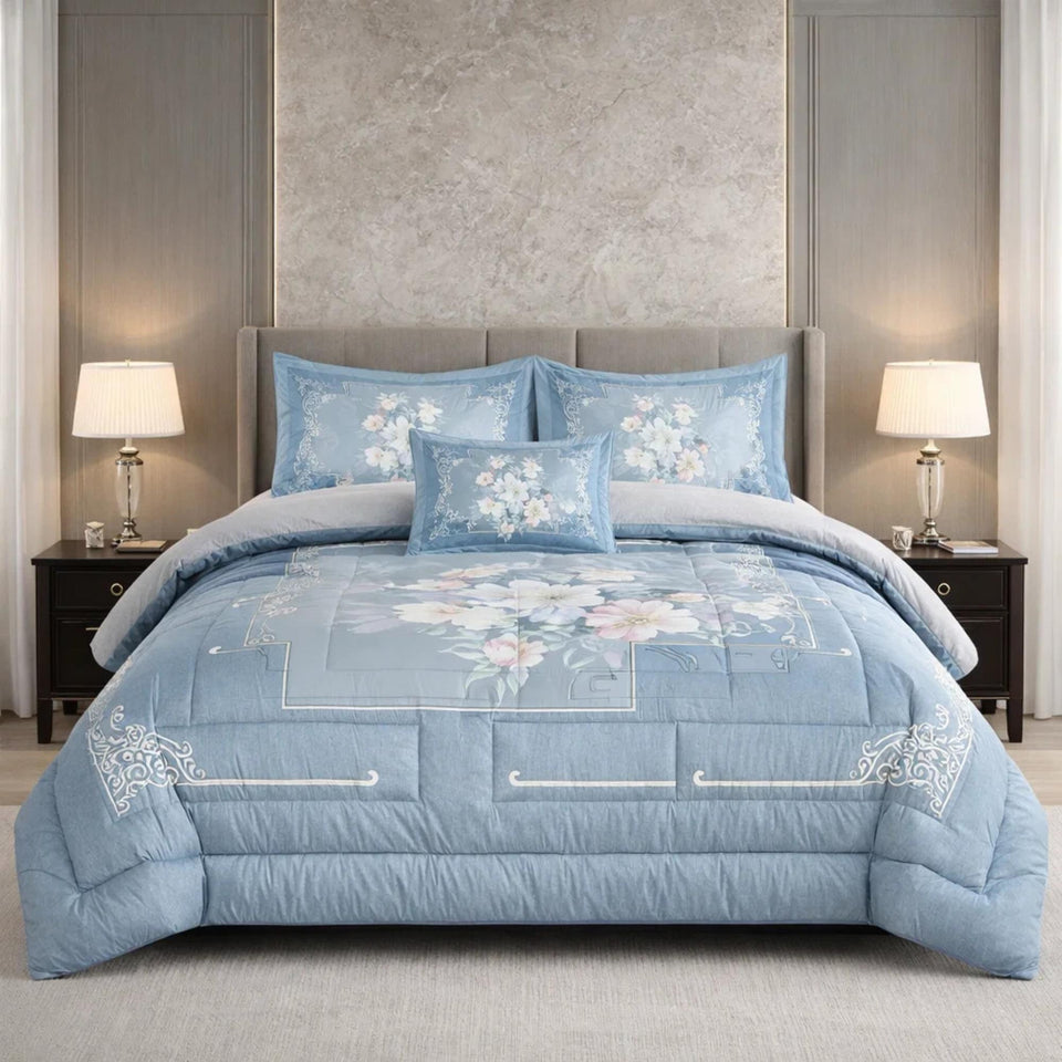 Comforter 6 Pcs Set Mora Aurora Spain Poly Bag - Sky Blue Colour