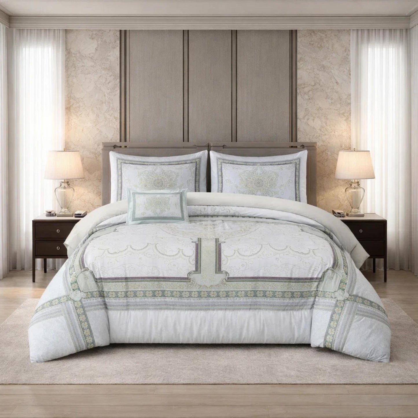 Comforter 6 Pcs Set Mora Aurora Spain Poly Bag - Gray Colour