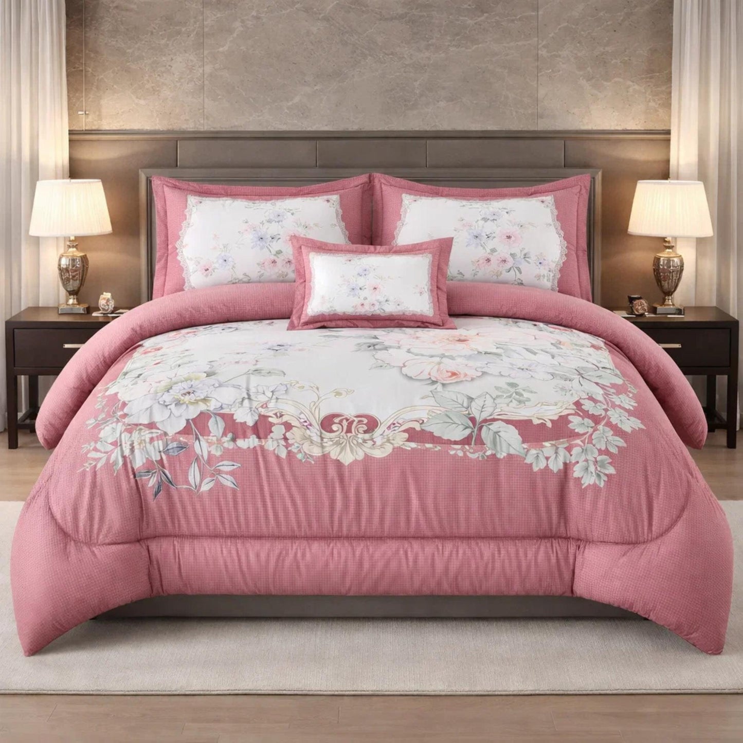 Comforter 6 Pcs Set Mora Aurora Spain Poly Bag - Pink Colour