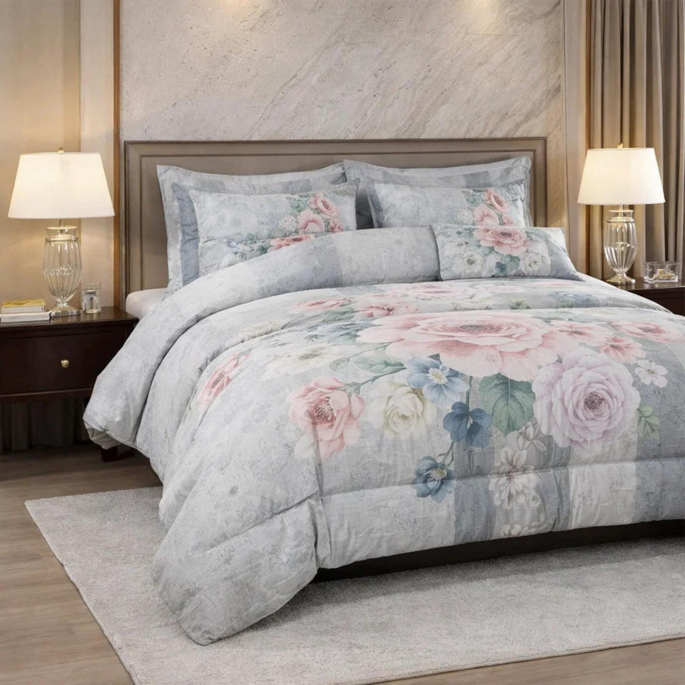 Comforter 6 Pcs Set Mora Aurora Spain Poly Bag - Gray Colour