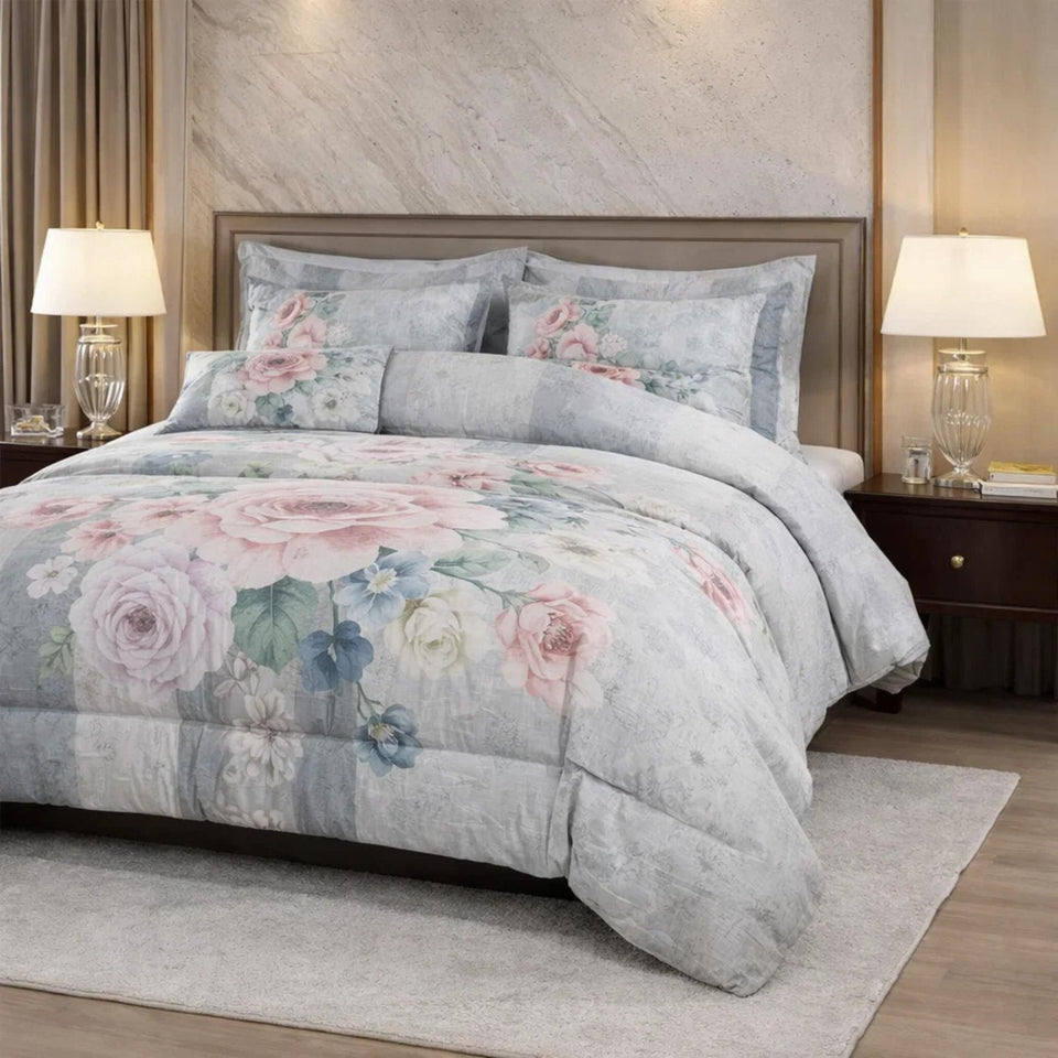 Comforter 6 Pcs Set Mora Aurora Spain Poly Bag - Gray Colour