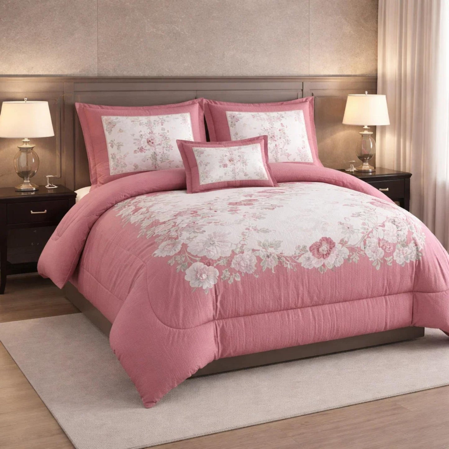 Comforter 6 Pcs Set Mora Aurora Spain Poly Bag - Pink Colour