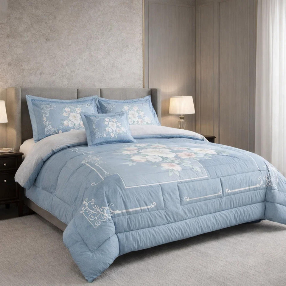 Comforter 6 Pcs Set Mora Aurora Spain Poly Bag - Sky Blue Colour