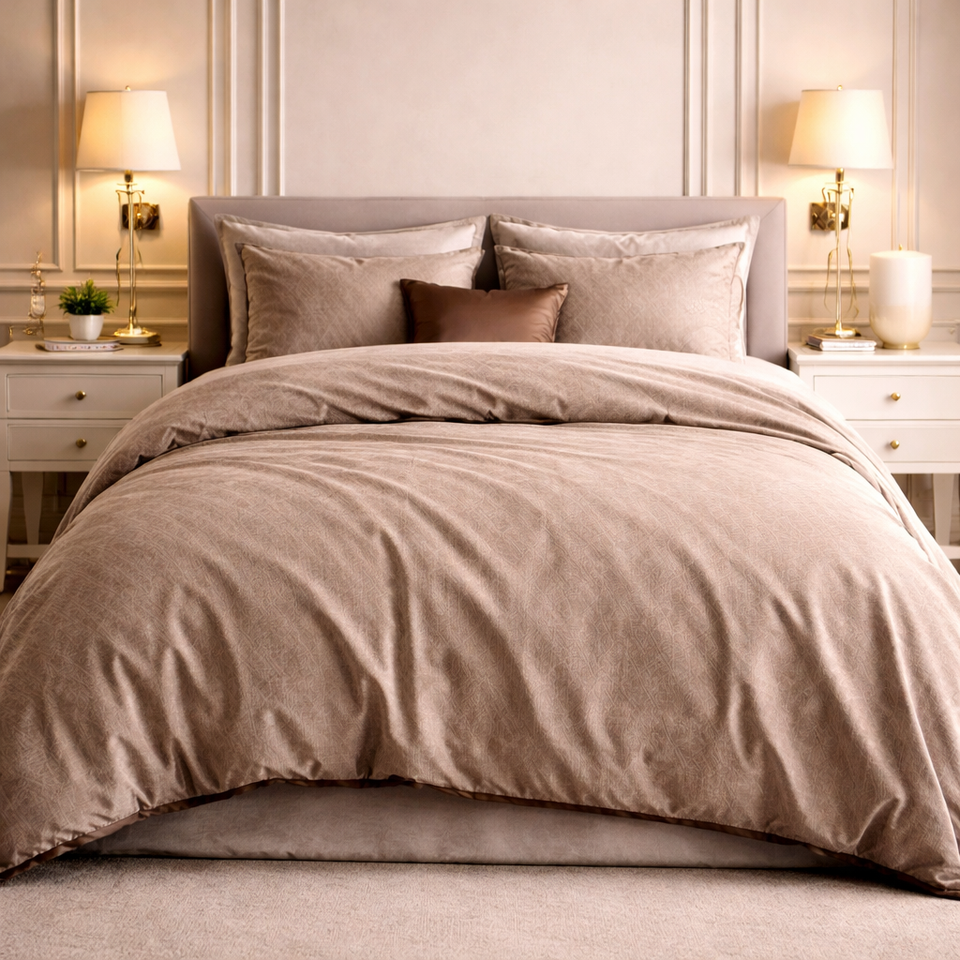 Noctura Living 3 Pcs Double Bed Sheet Set - Beige Colour