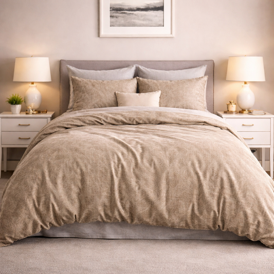 Noctura Living 3 Pcs Double Bed Sheet Set - Taupe Colour