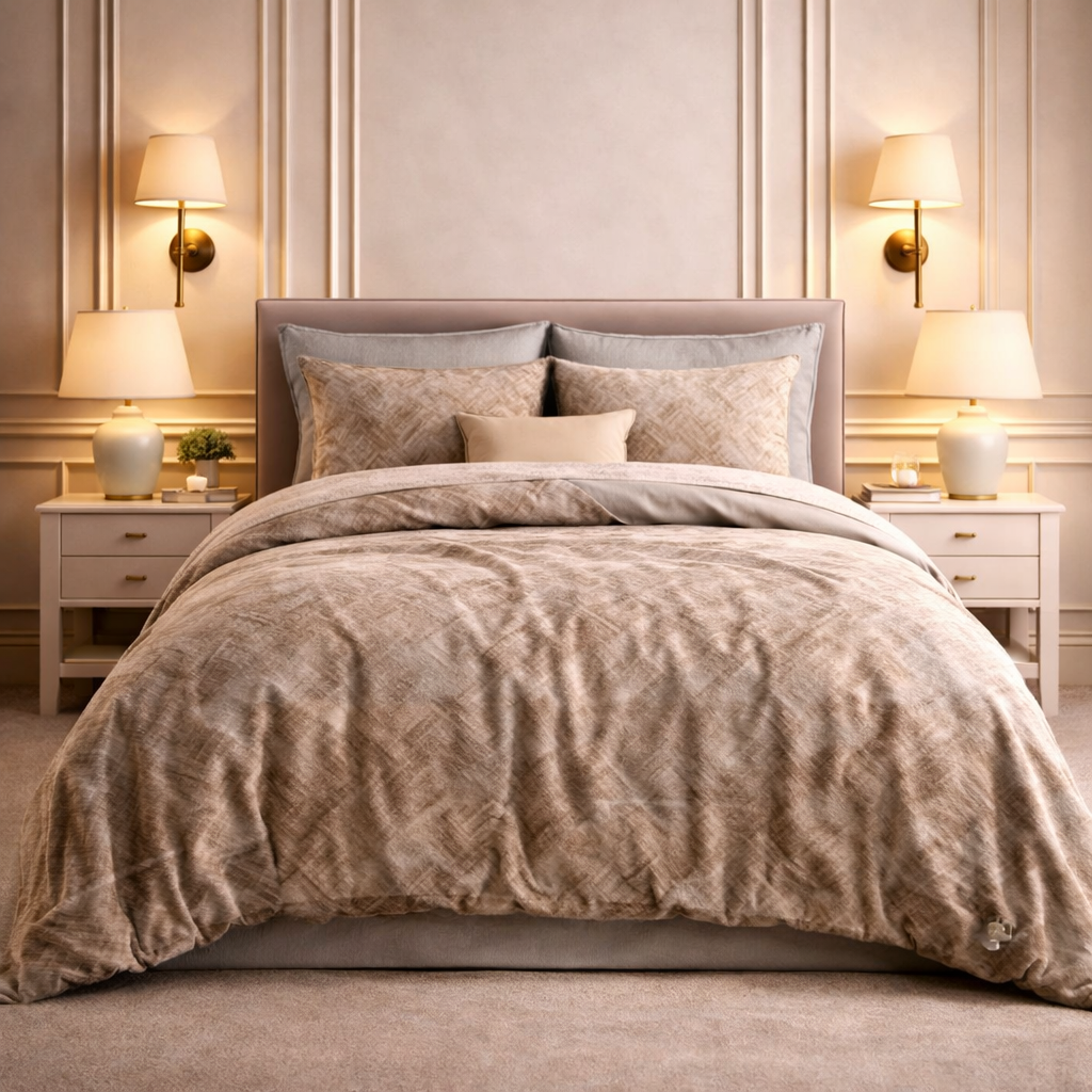 Noctura Living 3 Pcs Double Bed Sheet Set - Beige Colour