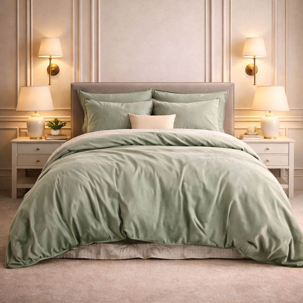 Noctura Living 3 Pcs Double Bed Sheet Set - Light Green Colour