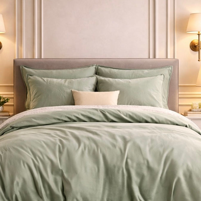 Noctura Living 3 Pcs Double Bed Sheet Set - Light Green Colour
