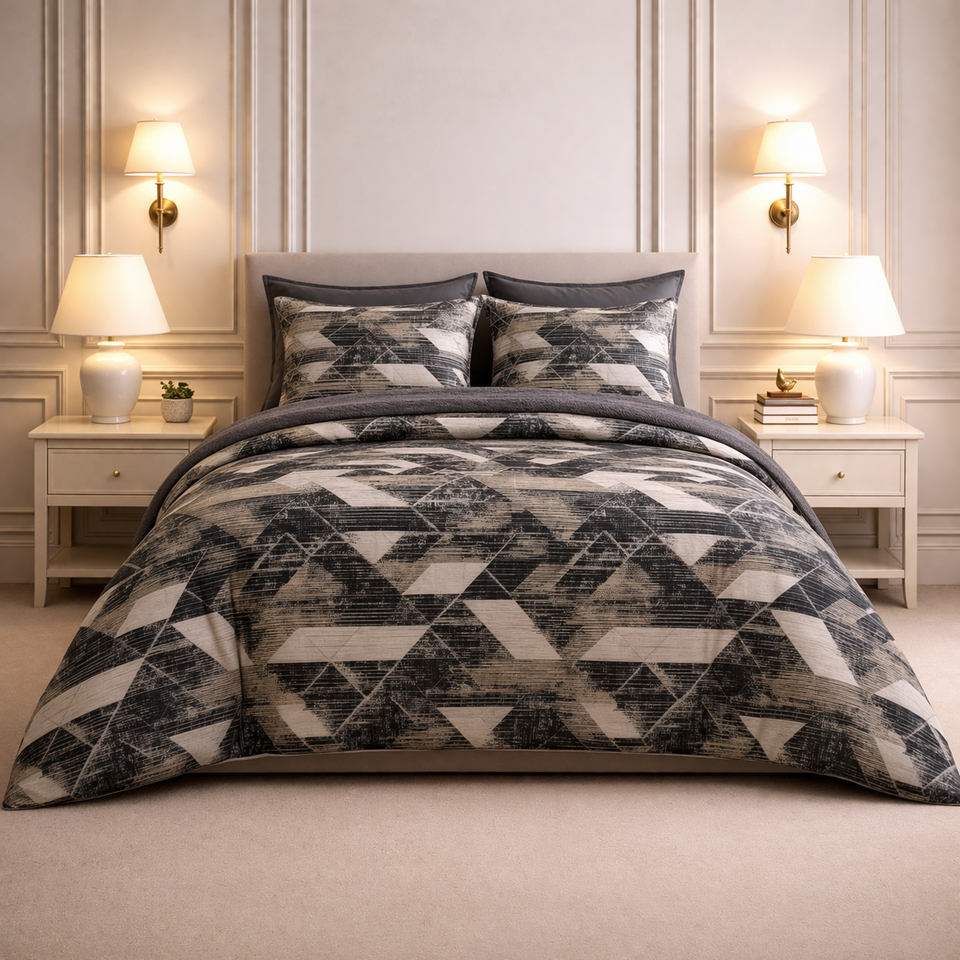 Noctura Living 3 Pcs Double Bed Sheet Set - charcoal Grey Colour