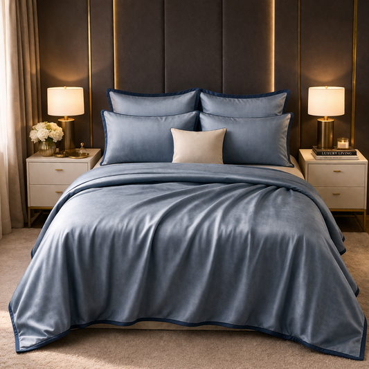 Noctura Living 3 Pcs Double Bed Sheet Set - Steel Blue Colour