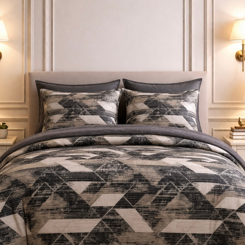 Noctura Living 3 Pcs Double Bed Sheet Set - charcoal Grey Colour