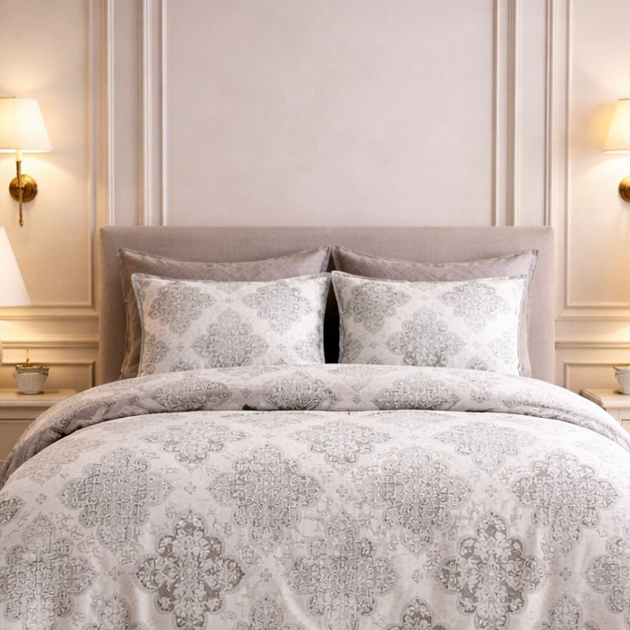 Noctura Living 3 Pcs Double Bed Sheet Set - Light Gray Colour