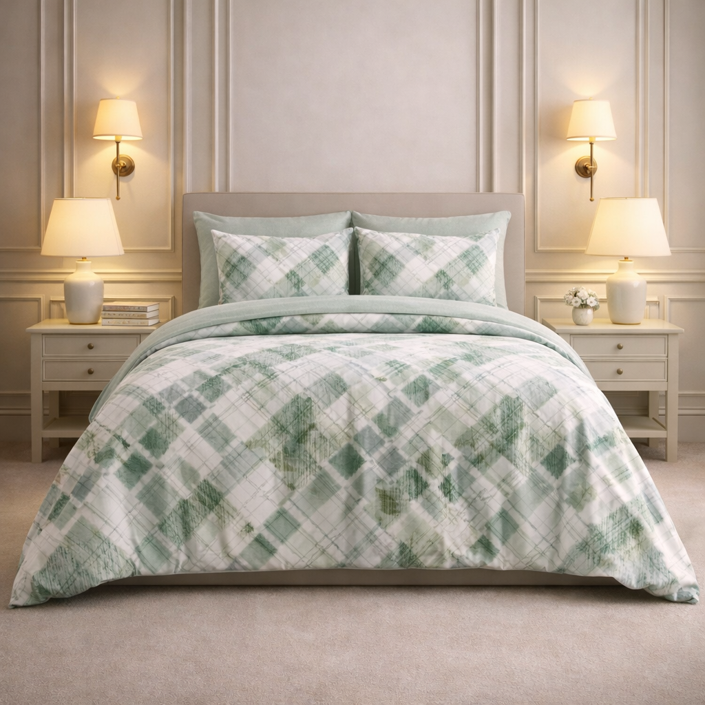 Noctura Living 3 Pcs Double Bed Sheet Set - Green Colour