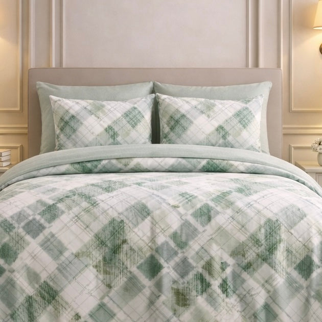 Noctura Living 3 Pcs Double Bed Sheet Set - Green Colour