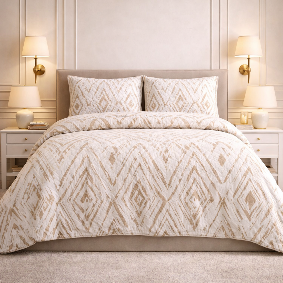 Noctura Living 3 Pcs Double Bed Sheet Set - off white Colour