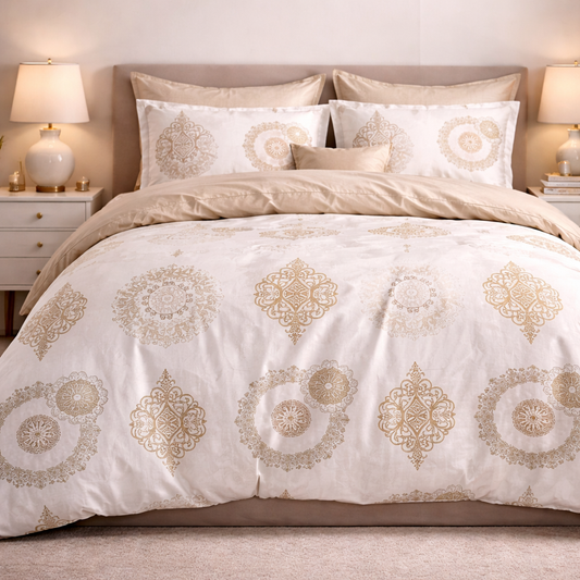 Noctura Living 3 Pcs Double Bed Sheet Set - Beige Colour