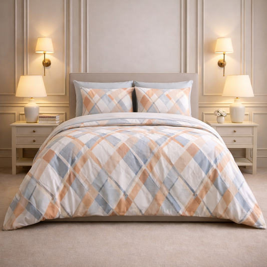 Noctura Living 3 Pcs Double Bed Sheet Set - off white Colour