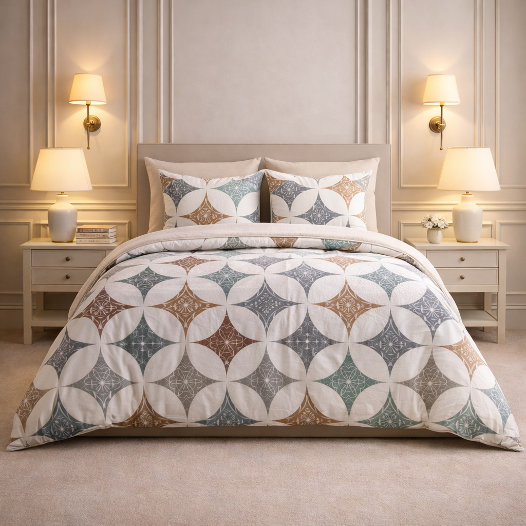 Noctura Living 3 Pcs Double Bed Sheet Set - white Colour