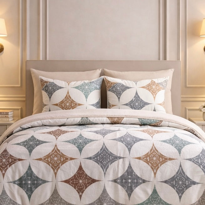 Noctura Living 3 Pcs Double Bed Sheet Set - white Colour