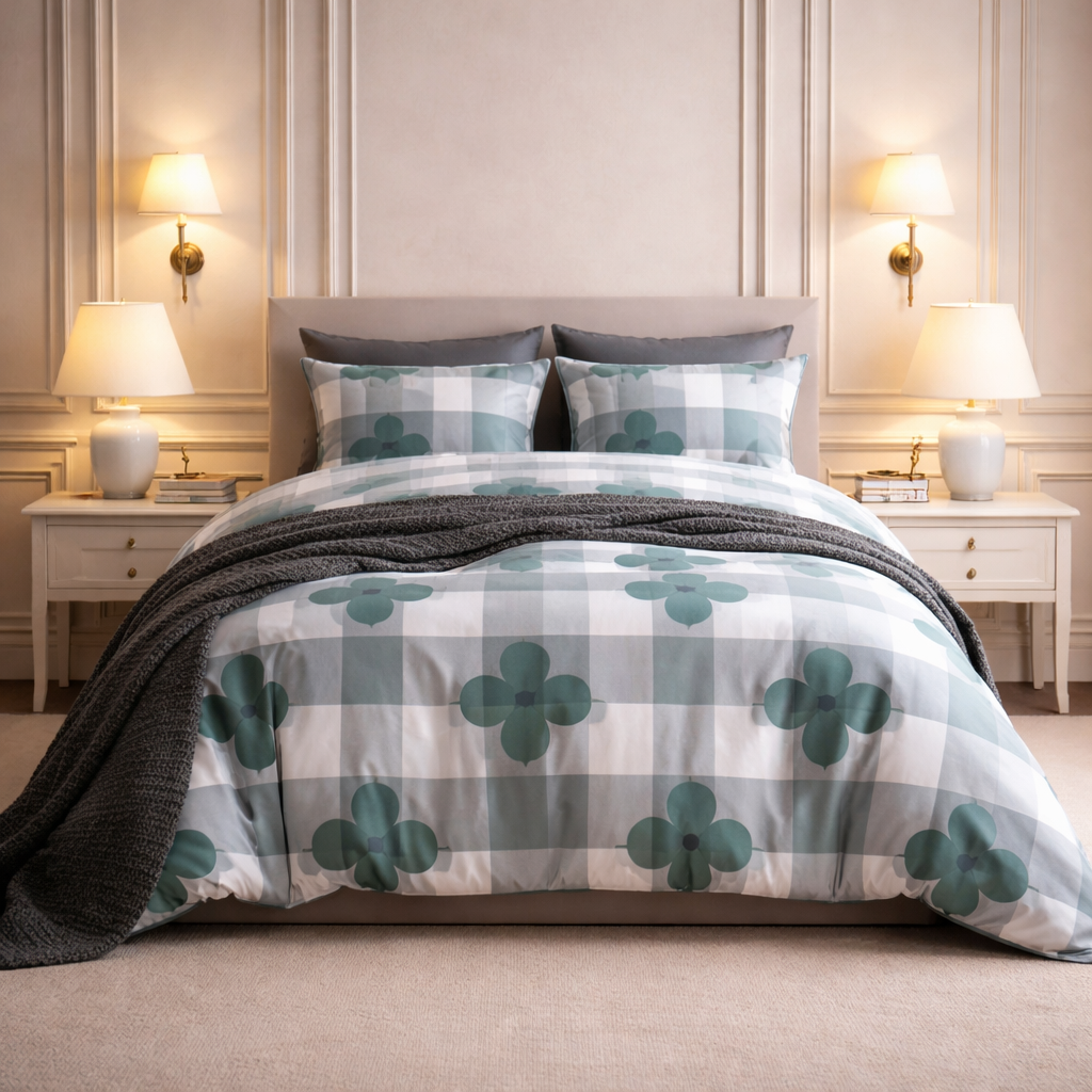 Noctura Living 3 Pcs Double Bed Sheet Set - Light Green Colour