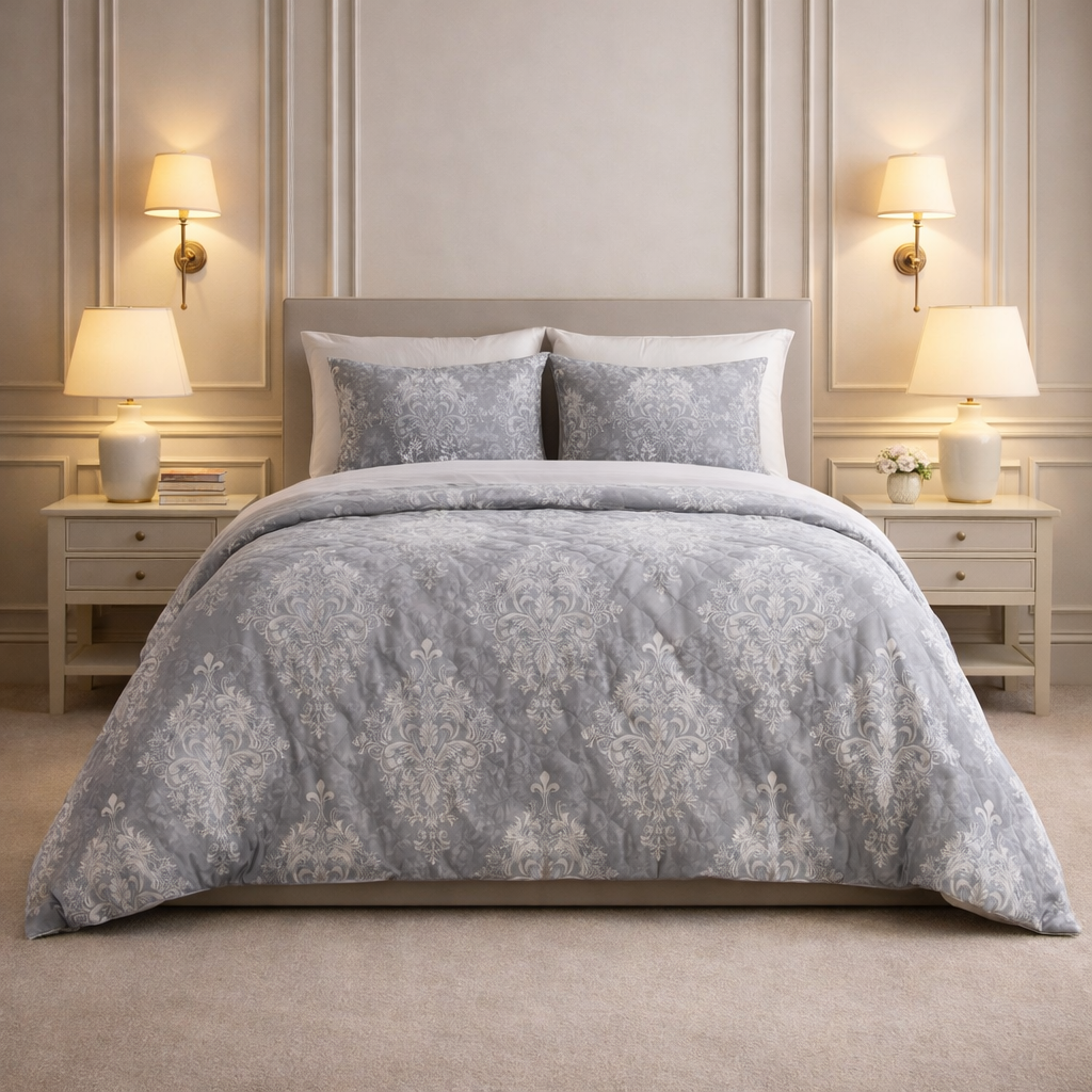 Noctura Living 3 Pcs Double Bed Sheet Set - Gray Colour