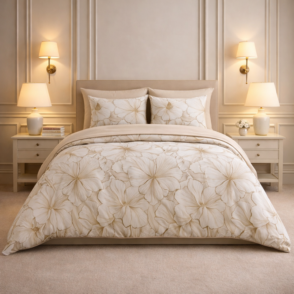 Noctura Living 3 Pcs Double Bed Sheet Set - Fawn Colour
