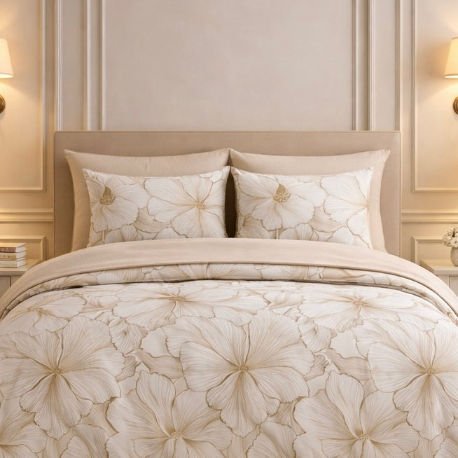 Noctura Living 3 Pcs Double Bed Sheet Set - Fawn Colour