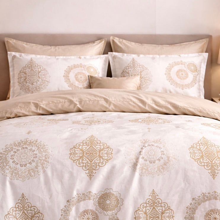 Noctura Living 3 Pcs Double Bed Sheet Set - Beige Colour