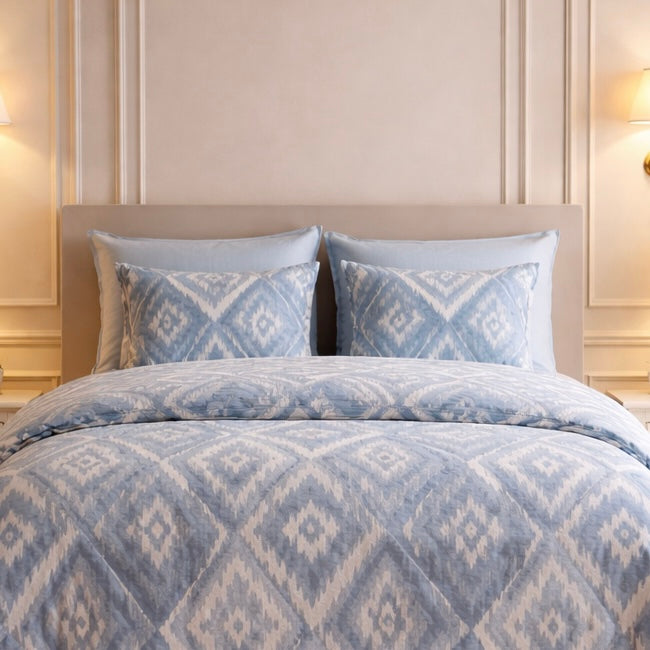 Noctura Living 3 Pcs Double Bed Sheet Set - Sky Blue Colour