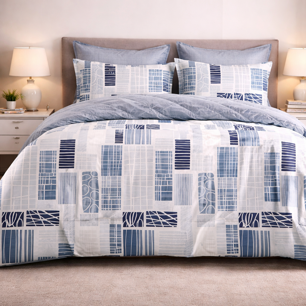 Noctura Living 3 Pcs Double Bed Sheet Set - Blue Colour