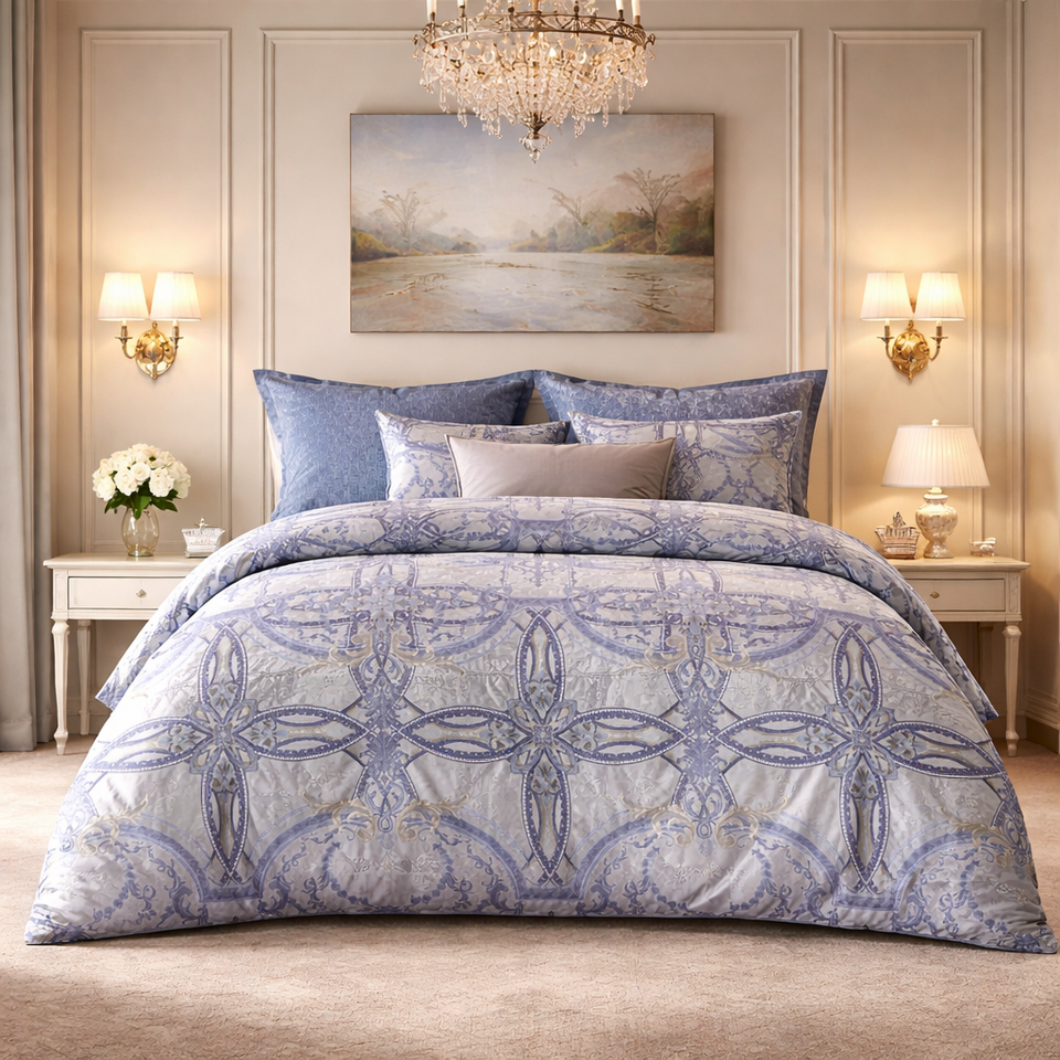 Noctura Living Twin Single Bed Sheet Set - Gray&Blue Colour