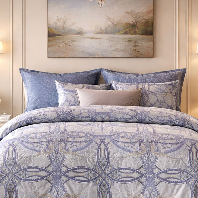 Noctura Living Twin Single Bed Sheet Set - Gray&Blue Colour