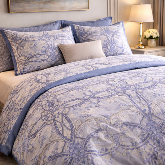 Noctura Living Twin Single Bed Sheet Set - Gray&Blue Colour