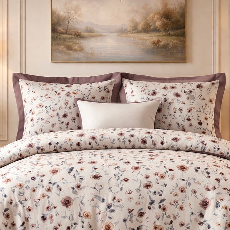 Noctura Living Twin Single Bed Sheet Set - Off White&Brown Colour