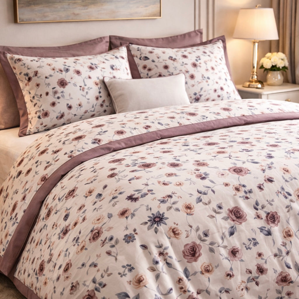 Noctura Living Twin Single Bed Sheet Set - Off White&Brown Colour
