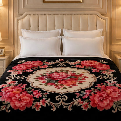 Nocturne King Double Bed Blanket 2 Ply - Black Colour