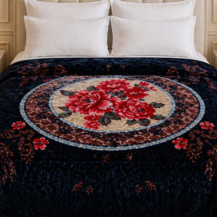Nordic Grand Double Bed Blanket 2 Ply in Poly Bag - Navy Blue Colour