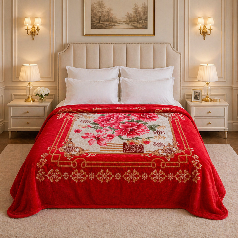 Nordic Grand Double Bed Blanket 2 Ply - Red Colour