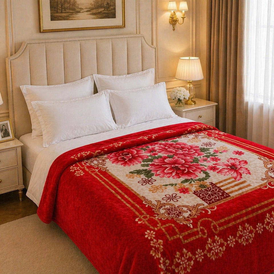Nordic Grand Double Bed Blanket 2 Ply - Red Colour