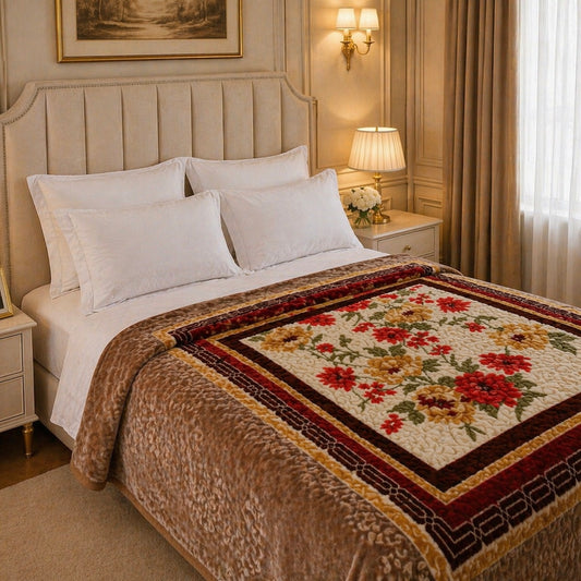 Nordic Grand Double Bed Blanket 2 Ply - Brown Colour