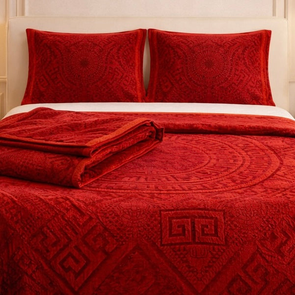 Principessa Cloud 4 Pcs Bed Spread Cloudy Set Box - Red colour